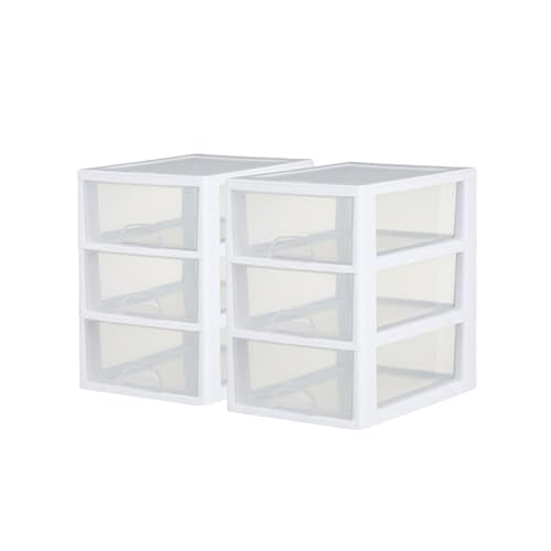 Sterilite Stacking Drawer Storage Organizer for Clothes 6 Quart 6 Pack