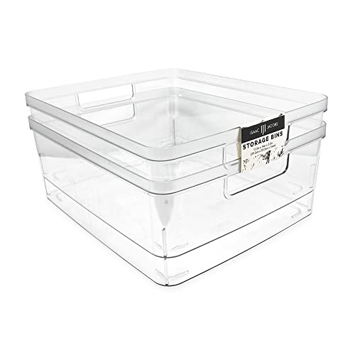 Isaac Jacobs 2-Pack Large Clear Storage Bins - Rectangle, 11.5 x 14 x 5.5 inches