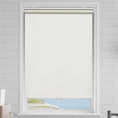 AOSKY Blackout Cordless Roller Shade for Indoor Windows 70x72 Ivory