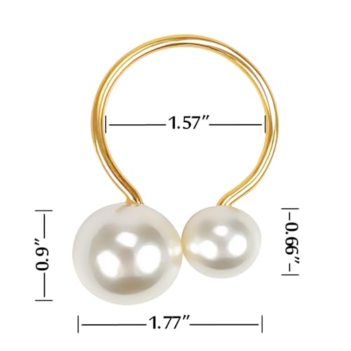 Wonlex Gold Pearl Napkin Rings Set of 12 for Weddings & Holidays