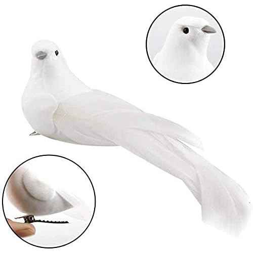 KLEWEE 12 Pack Artificial Bird Ornaments White Feathered Christmas Artificial Doves Birds Clip on Mini Bird Ornaments for Christmas Tree Decorations, Wreaths & DIY Crafts