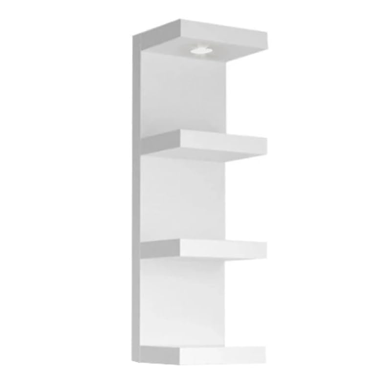 White 4-Tier Wall Shelf with LED Remote Light - Floating Storage Unit