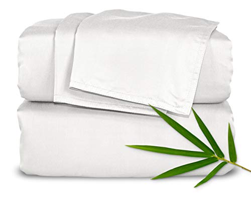 Pure Bamboo Twin XL Bed Sheets Set - Organic Viscose, Soft & Cool, White / Twin XL