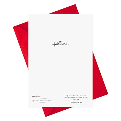 Snowflake Reindeer Christmas Cards with Envelopes 10-Pack - Gold Reindeer on Red
