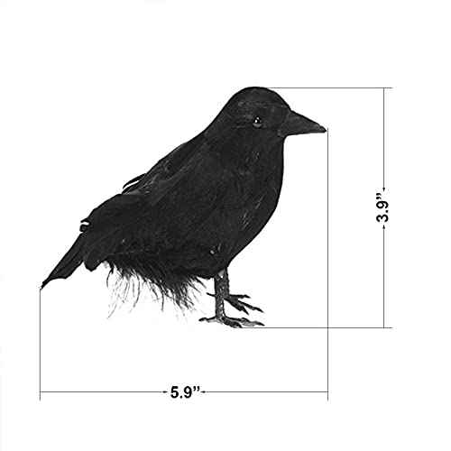 CBLUO Halloween Realistic Crows Black Feathered Standing Crows Christmas Fake Birds Ravens for Outdoor Indoor Party Props Supplies Cute Artificial Handmade Life Like Lifesize Model Crow 4 Pcs
