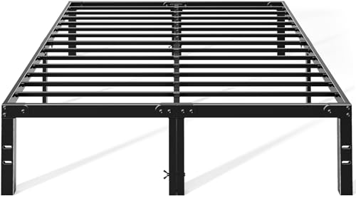 Full-14 Inch Metal Platform Bed Frame with Storage - Heavy Duty, Easy Assembly, Black