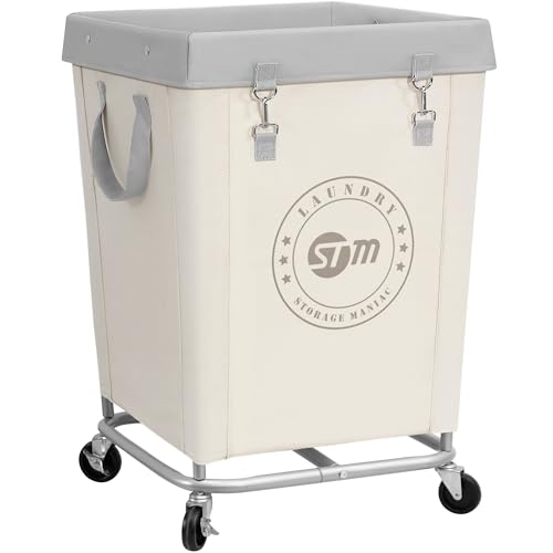 STORAGE MANIAC Beige Commercial Laundry Hamper with Heavy Duty Steel Frame, 160L, 18x18x31 inches