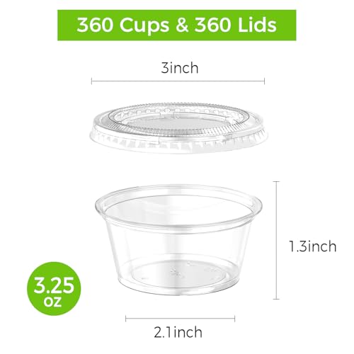 Dealusy 4 oz Jello Shot Cups with Lids - 360 Pack, Disposable Plastic