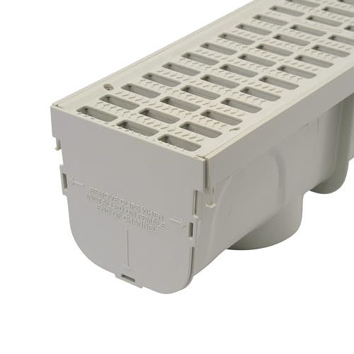 NDS 5-Inch Pro Series Deep Profile Channel Drain Kit with Plastic Grates & End Caps — Variation 1