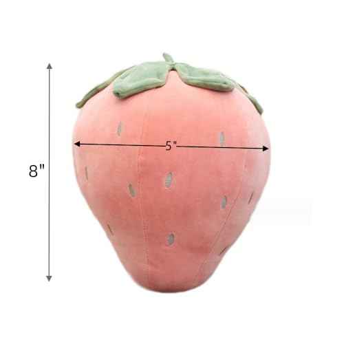 Rikyo Cute Stuffed Strawberry Fruit Soft Plush Toy Hugging Pillow Gifts for Kids Toys,Girl Boy Pet Food Shaped Stuff Cuddle Toy for Christmas,Baby Shower,Birthday,Bridal Shower (Pink-20cm)