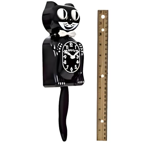 Kit Cat Klock Classic Black Small Wall Clock - 12.75 Inch Cat Decor