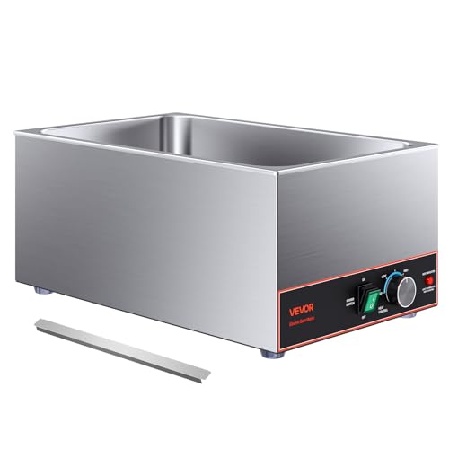 22.05 x 13.39 x 9.65 in Commercial Food Warmer 1500W Stainless Steel Countertop Buffet Bain Marie - Fast Heating & Large Capacity