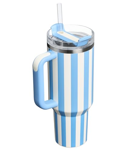 STANLEY Quencher H2.0 Tumbler with Handle and Straw 40 oz | Flowstate 3-Position Lid | Cup Holder Compatible for Travel | Insulated Stainless Steel Cup | BPA-Free | Cornflower Cabana Gloss