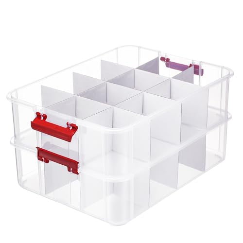 Tribello 2-Layer Christmas Ornament Storage Box Plastic - 24
