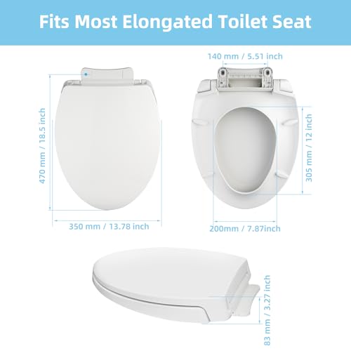 Heavy Duty Elongated Toilet Seat with Soft Close Hinges - Compatible with TOTO