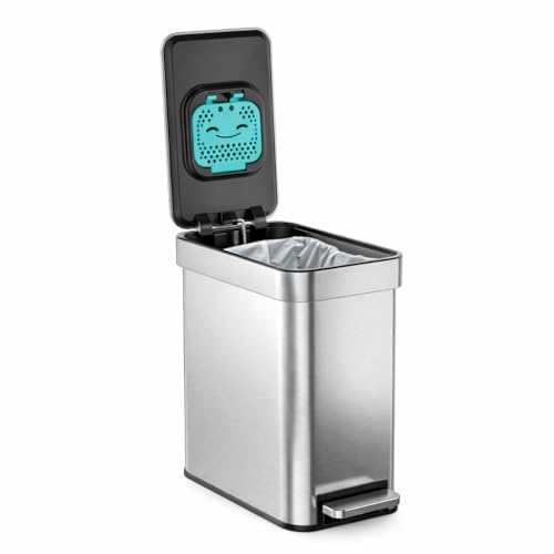 Home Zone Living 3 Gallon Slim Trash Can with Odor Control - Solid / CleanAura