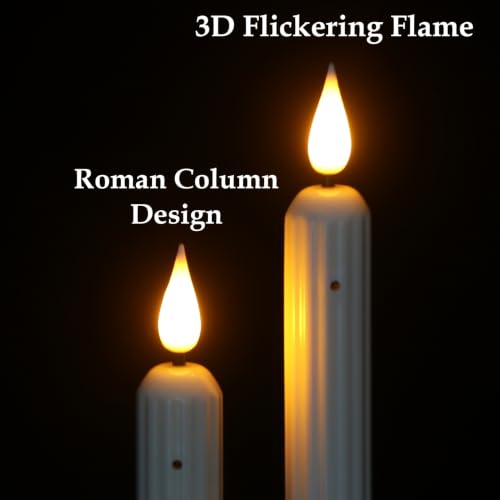 GenSwin C-Ivory 6 Pack Window Flameless Taper Candles with Dusk to Dawn Sensor