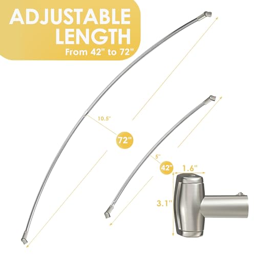Heavy Duty Curved Shower Curtain Rod - Adjustable Nickel Finish, 42-72 Inch