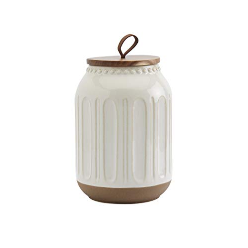 Ziggy Ceramic Canister Set - 3-Piece Stoneware Kitchen Storage with Acacia Lids