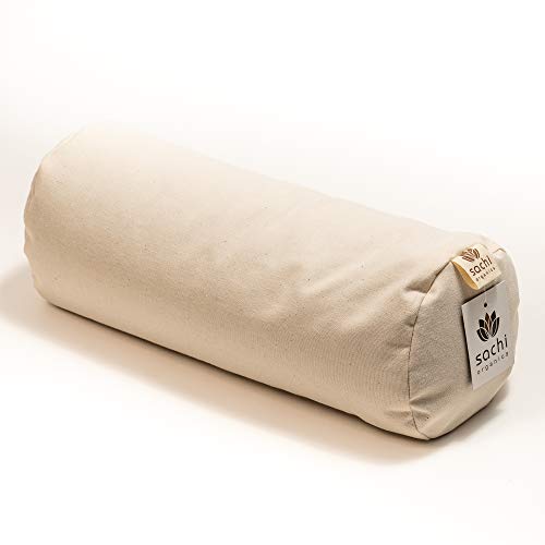 Organic Buckwheat Neck Pillow - Supportive Cylindrical Cervical Cushion, Handmade in USA