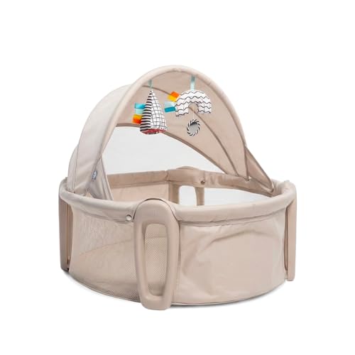 Portable Baby Bassinet with Sun Shade & Mesh Walls - Travel Bed for Newborns 0-5 Months
