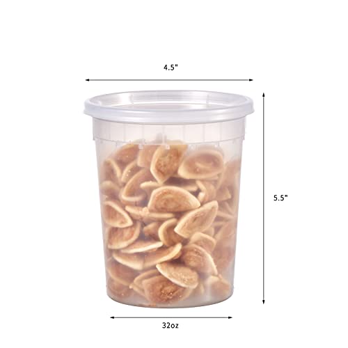 FULING 32oz Plastic Deli Food Containers Set of 240 - Leakproof & Stackable