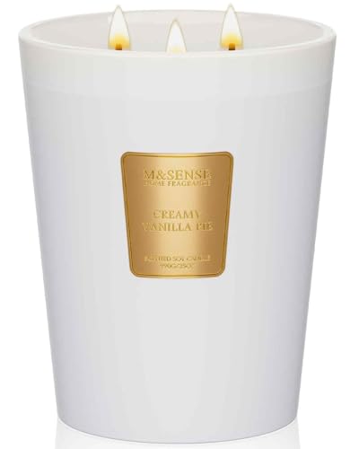 M&SENSE Creamy Vanilla Pie Soy Candle 35oz 3-Wick Cozy Baking Gift