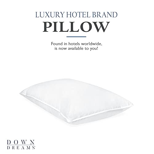 Queen Medium Support Down Dreams Classic Pillow 2-Pack - Luxurious Cotton Shell