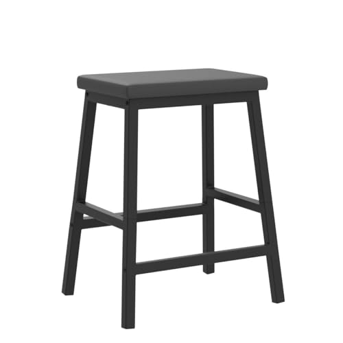 HOOBRO Black Counter Height Bar Stools Set of 2 - Upholstered Kitchen & Dining Chairs