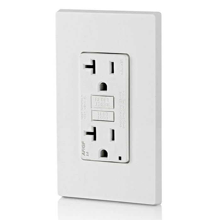 Leviton White 20A Dual-Function AFCI/GFCI Outlet AGTR2-W with Test Reset