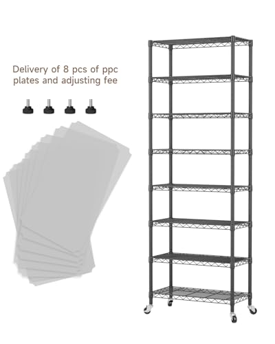 Golpart 8-Tier Adjustable Metal Wire Shelving Storage Rack Black 12"D x 22"W x 72"H