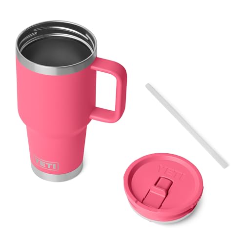 YETI Rambler 30 oz Travel Mug with Flip Straw Lid – Stainless Steel, Leakproof, Pink