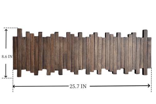 GOGREEBELL Walnut Color Wall Mount Coat Rack with 7 Hooks - Handmade Acacia Wood Entryway Organizer