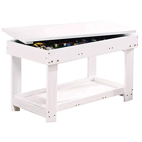 YouHi Kids Activity Table with Board & Double Storage - White, Large