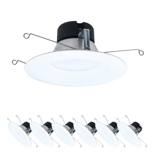 6 Pack LED Recessed Can Light Trim - 3000K Dimmable 600lm for 6 Inch Housings