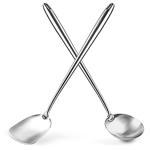 17-Inch Wok Spatula and Ladle Set - Heat-Resistant Stainless Steel Kitchen Tools - Variation 1