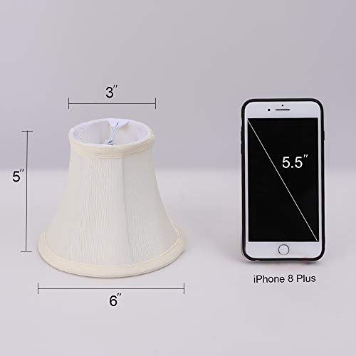 Cream White Wellmet Candelabra Bulb Clip-On Lamp Shades - 3" x 6" x 5" - Set of 6 - Bell-Shape