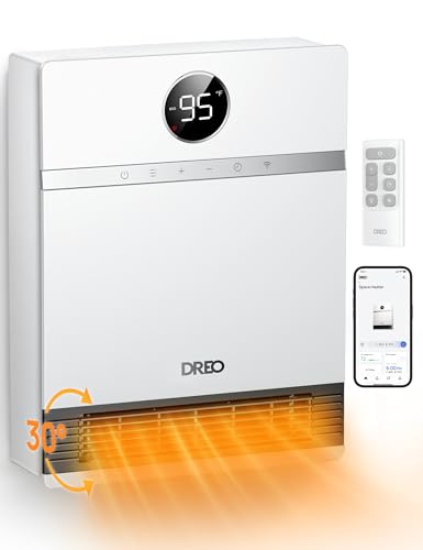 Wall-Mounted Space Heater with Oscillation & Remote Control - Pure White