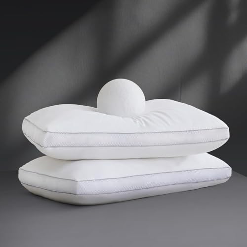 Queen Size Goose Down Bed Pillows Set of 2 White Hotel Collection for Sleep - Gusseted Support