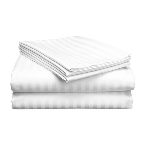 Hospital Bed Sheet Set 3 Piece Egyptian Cotton 400 Thread Count White Stripe Variation of THIS listing
