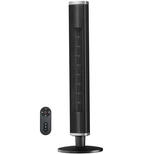 Black 41-Inch Tower Fan with Remote, 6 Speeds & 4 Modes - Oscillating Bladeless Fan