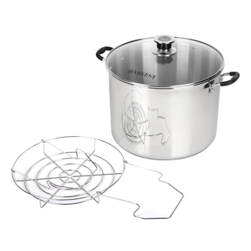 Stainless Steel Canning Pot with Rack - 20 Qt Water Bath & Steam Canner for All Cooktops