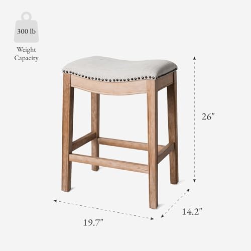 Weathered Oak Adrien Backless Counter Stool 26in - Maven Lane