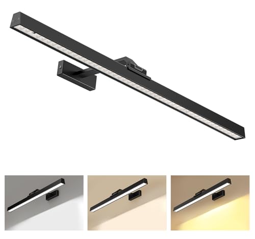 24-Inch Battery Operated Picture Light for Wall Art - Dimmable & Remote Control - Black