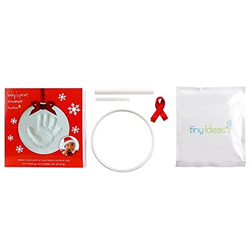 Tiny Ideas Baby's Handprint or Footprint Christmas Ornament, Easy No-Bake Keepsake Kit, Creative Holiday Gift for New and Expecting Parents, Clay