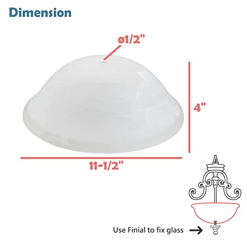 Alabaster Glass Shade for Flush Mount & Semi-Flush Mount - 11.5W x 4H, Variation: Alabaster