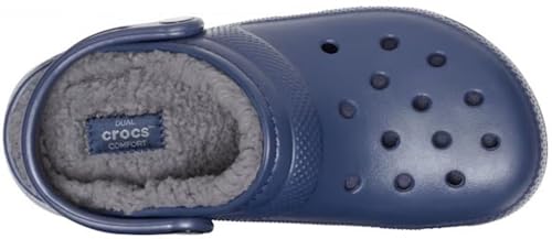 Unisex Classic Lined Crocs Clogs - Navy & Charcoal, 9 Women / 7 Men
