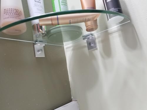 Clear Glass Corner Shower Shelf 2 Pack - No-Drill Mount, Heavy Duty Bathroom Organizer