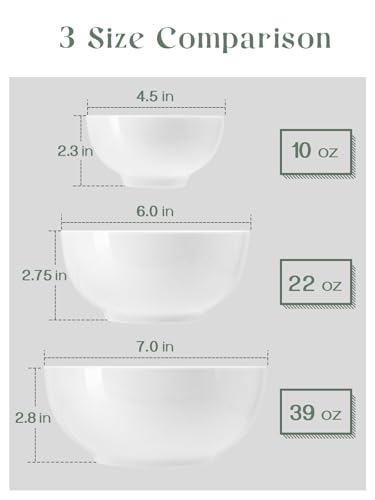 DOWAN 39 OZ Soft White Ceramic Soup & Pasta Bowls Set of 4 - Deep Noodle & Salad Bowls