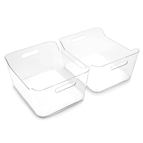 BINO X-Large Clear Plastic Storage Bins 2 Pack | Pantry & Kitchen Organizer